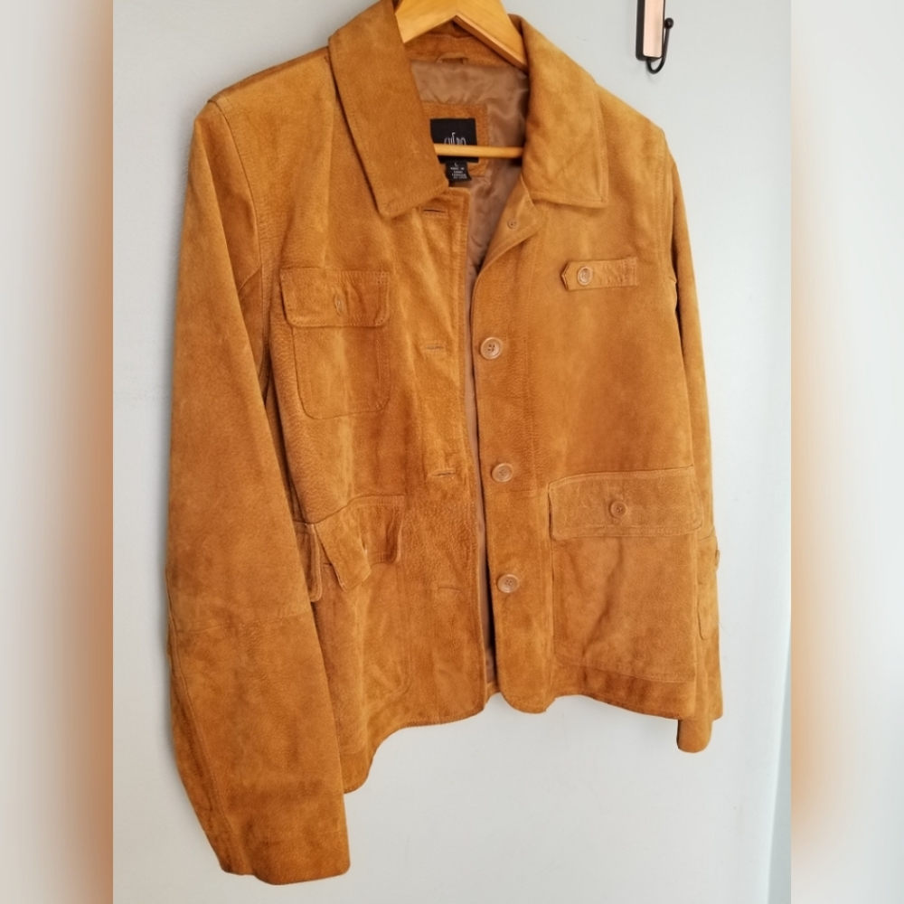 Cuero Suede Leather Jacket, Nice Square Pockets - image 1